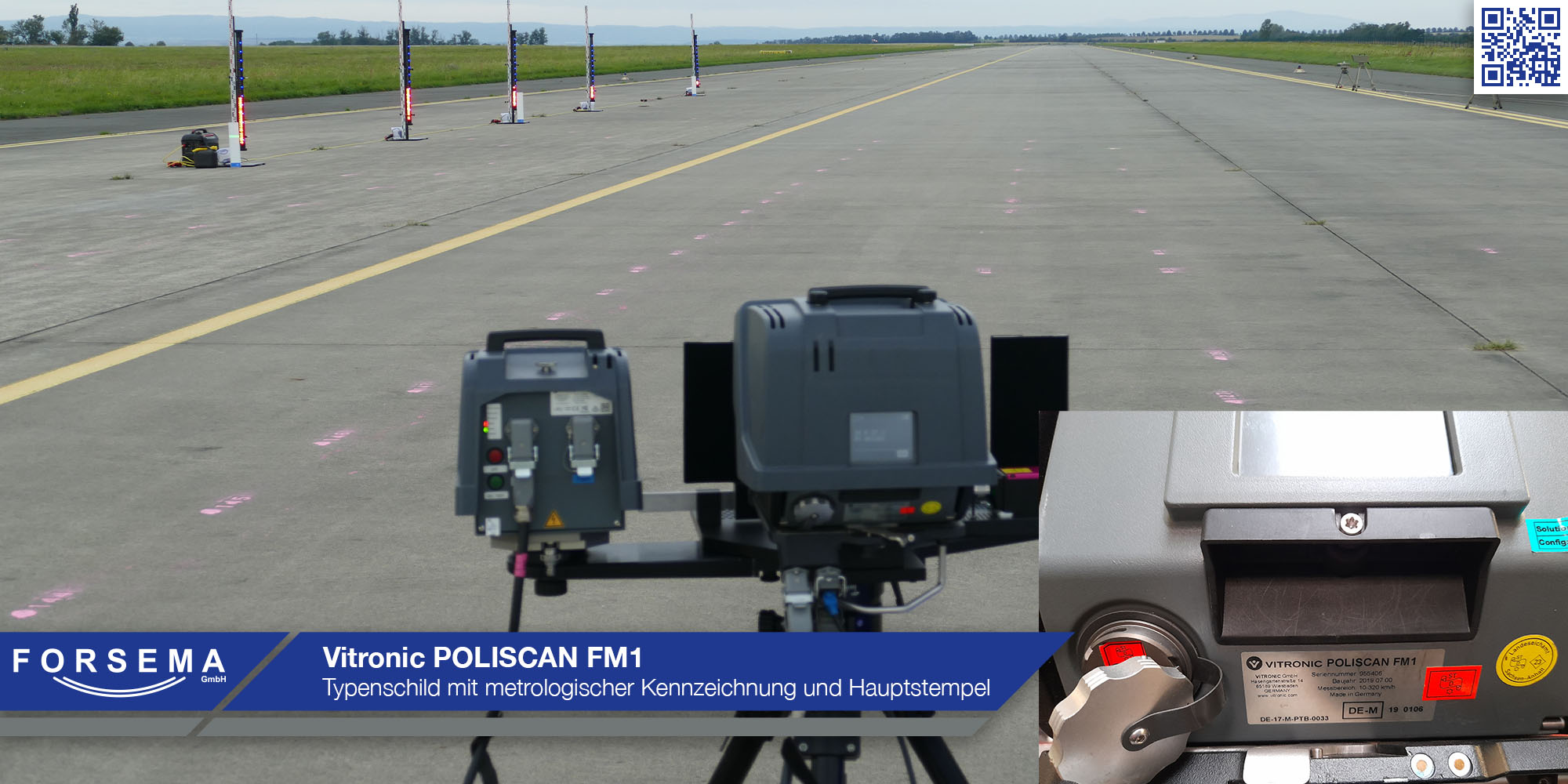 Vitronic FM1 Typenschild mit Eichsiegel bei den Fahrversuchen auf dem Flughafen Cochstedt 