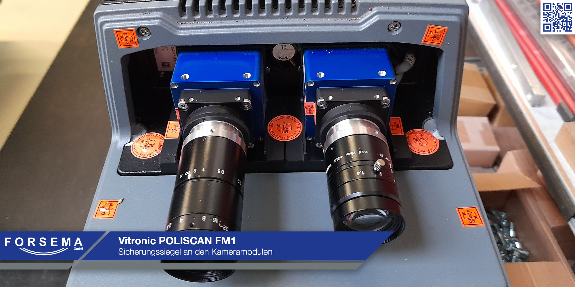 Vitronic FM1 Sicherungssiegel unterhalb der Kameraabdeckung gegen Öffenen des Gerätes und Sicherung der Beweiskameras