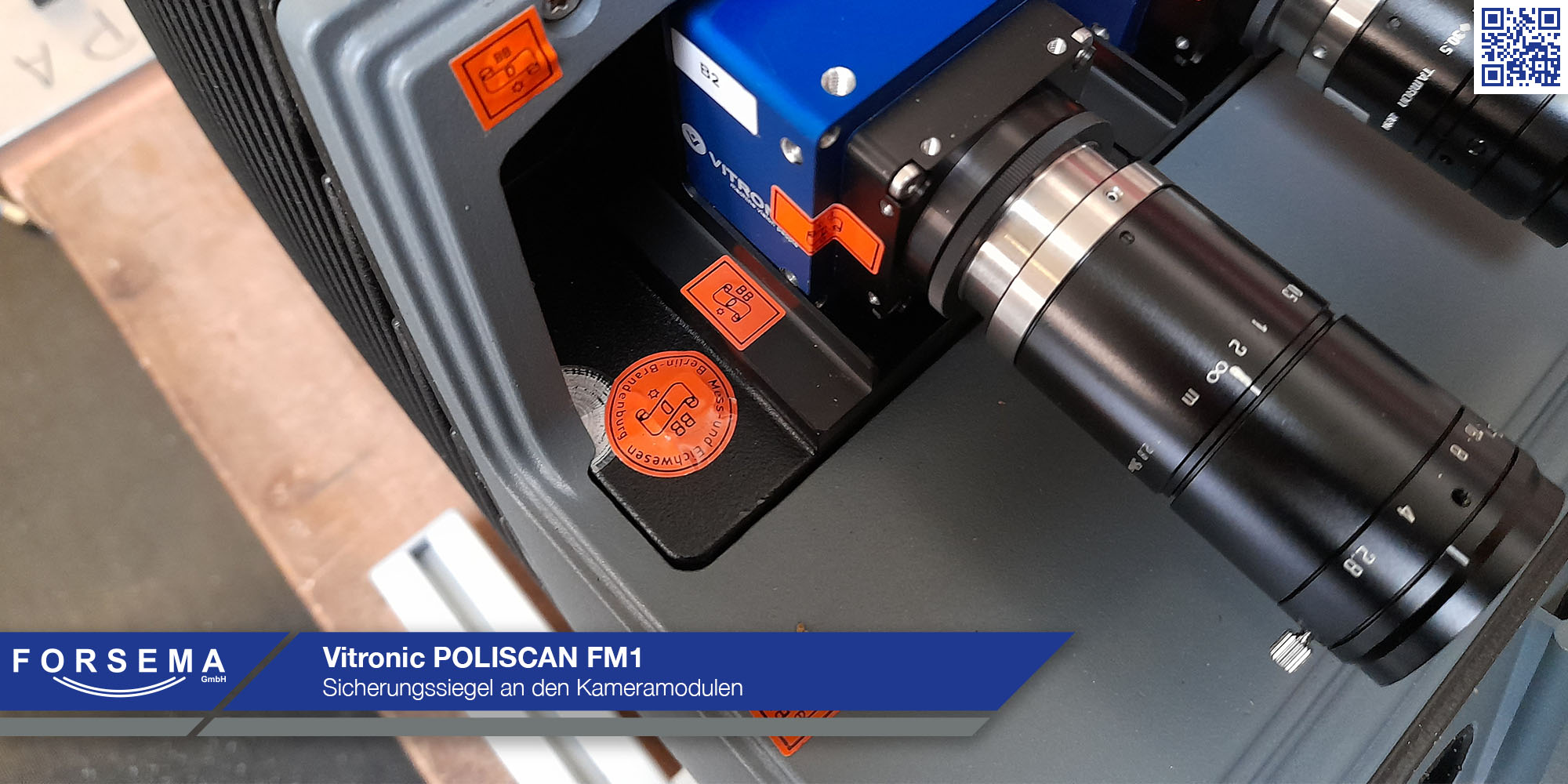 Vitronic FM1 Sicherungssiegel unterhalb der Kameraabdeckung zur Sicherung der Beweiskameras