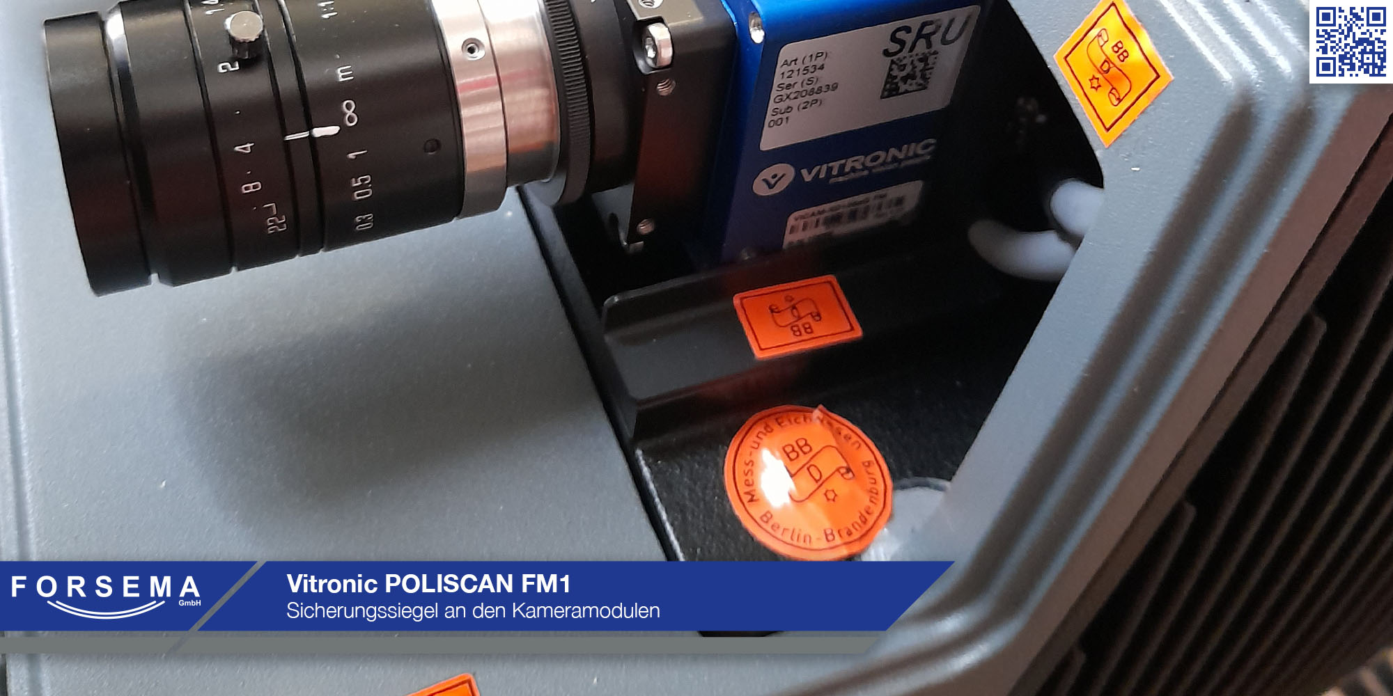 Vitronic FM1 Sicherungssiegel unterhalb der Kameraabdeckung zur Sicherung der Beweiskameras